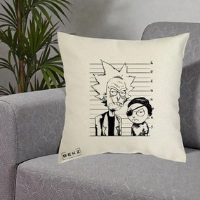 Perna Personalizata Rick si Morty Dosar, 40x40 cm, Ecru, Husa Detasabila, Perna Inclusa, BEKZ®