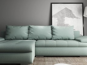 Colțar extensibil dumonde cu ladă de depozitare si sezut confortabil din spuma high-density, Leonardo Enjoy Mint 260x185 cm
