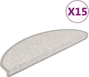 vidaXL Covoraș scări autoadeziv 15 buc platină 65x21x4 cm aspect sisal