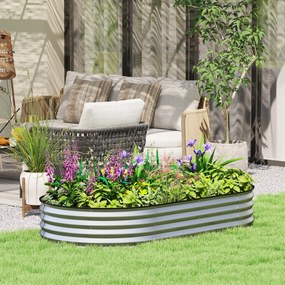 Outsunny Jardinieră ridicată din oțel galvanizat pat de grădină bordură cauciuc 181 x 93 x 30 cm argintiu | Aosom Romania