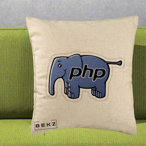 Perna Personalizata PHP Elephant, 40x40 cm, Bej, Husa Detasabila, Perna Inclusa, BEKZ®