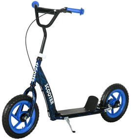 AIYAPLAY Trotinetă patineta pentru copii cu roți mari, 6-12 ani, înălțime reglabilă, frână din spate, suport, albastră | Aosom Romania