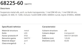 Lustra LED suspendata design modern SMITTY 60W 68225-60 GL