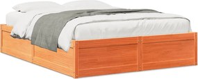 vidaXL Cadru de pat fără saltea, maro ceruit 140x200 cm lemn masiv pin