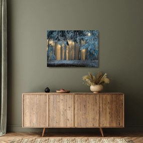 Tablou pe sticlă cu pădure înzăpezită (70x50 cm)