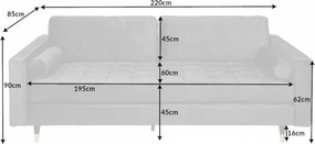 Canapea impozanta Cozy 220cm, catifea gri