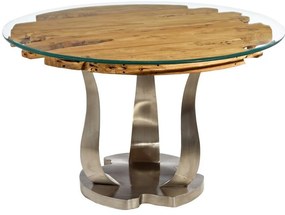 Masa design industrial-vintage cu blat din lemn de tec reciclat, Dexter 130cm DZ-94928