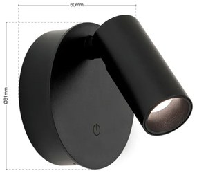 Orion - Lampă reîncărcabilă LED LUXY, cu dimmer, 1W/5V, 2200 mAh, 2700/3000/4000K, negru