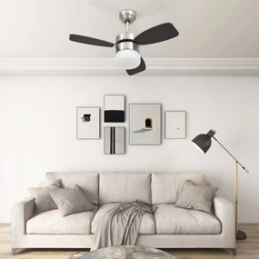 Ventilator tavan cu iluminare telecomanda, maro inchis, 76 cm