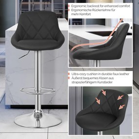 MIADOMODO Scaun de bar 2pcs, fără cotieră, negru