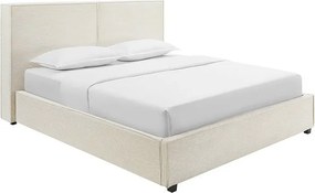 Pat ROCCO 180x200cm catifea raiata bej cu spatiu de depozitare