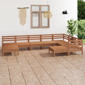 3083027 vidaXL Set mobilier de grădină, 9 piese, maro miere, lemn masiv de pin