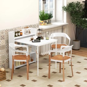 HOMCOM Masă de dining pliabilă 78,5x91 cm, cu 4 rafturi, pentru 3 persoane, masă de bucătărie rabatabilă, alb | Aosom Romania