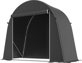 Outsunny Cort de Depozitare de 2.45 x 1.2 m, Impermeabil pentru Biciclete cu Ușă cu Fermoar și Cadru din Oțel Zincat, Gri Închis | Aosom Romania