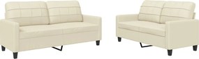 vidaXL Set de canapele cu perne, 2 piese, crem, piele ecologică