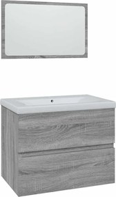 vidaXL Set de mobilier de baie, gri sonoma, lemn prelucrat