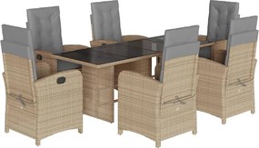 vidaXL Set mobilier pentru grădină, 7 piese, cu perne, bej, poliratan