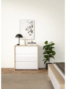 Comodă albă-în culoare naturală cu aspect de lemn de stejar 80x84x48 cm Next – Tvilum