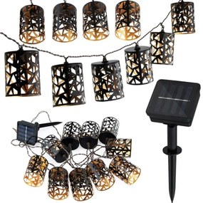 Instalație LED solară 10xE12/3,65m IP44 alb cald