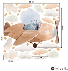 Autocolante de perete - Elefant în avion