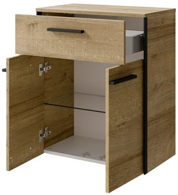 Dulap de baie în culoare naturală jos/suspendat cu aspect de lemn de stejar 72x60 cm Quickset 395 – Pelipal