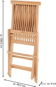 Scaun pliabil din tec din lemn 4x , DIVERO