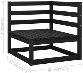 Set mobilier de gradina cu perne 8 piese, negru, lemn masiv pin Negru, 1, Da
