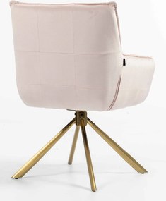 HR560 BAZĂ STEA Scaun Catifea Roz Pudra cu Bază Aurie