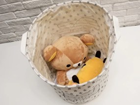 Cos pentru jucarii si rufe cu imprimeu CIRCUS BEAR 35x45 cm, crem