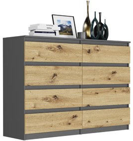 Comodă modernă cu 8 sertare R-140-S8 - diferite variante de culoare antracit mix artisan