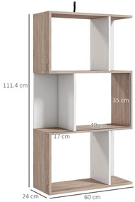 Biblioteca de perete, 3 rafturi, 60x24x111.4cm, alba HOMCOM | Aosom Romania