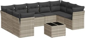 vidaXL Set canapele de grădină cu perne 10 piese gri deschis poliratan