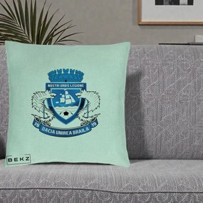 Perna Personalizata Dacia Unirea Braila 1919 Fotbal, 40x40 cm, Verde Menta, Husa Detasabila, Perna Inclusa, BEKZ®