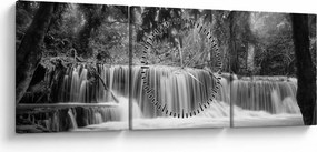 Tablou - Cascada alb-negru și alb (cu ceas) (90x30 cm)