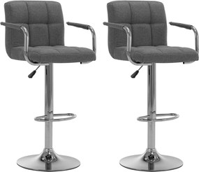vidaXL Scaune de bar, 2 buc., gri deschis, material textil