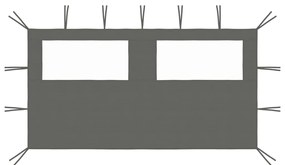 vidaXL Perete lateral foișor cu ferestre, 4x2 m, antracit