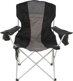 Scaun de camping pliabil XL cu geantă frigorifică, negru/gri