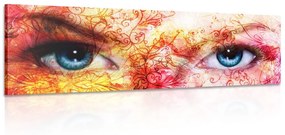 Tablou ochi albaștri cu elemente abstracte