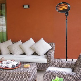 Resigilat: Lampa cu quartz pentru terasa/gradina Beper P203PAN002, 2000W, 3 trepte, Cap reglabil, Protectie la rasturnare, IP34, Negru