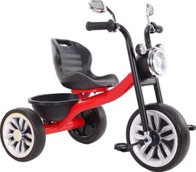 Tricicleta cu pedale NOVOKIDS™ My First Chopper Trike, Cu melodii si lumini, Max 30 kg, Roti din spuma cauciucata EVA, Cadru metalic, Model