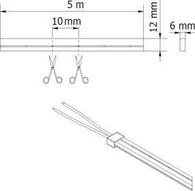 Bandă LED Neon Flex GTV pentru mobilier, lumină rece, 100 LED m, 200 lm m, 24V, IP65, 5 m Alb rece, 24 V, Neon Flex, 200 lm/m, 11 W/m, 12 mm