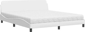 vidaXL Pat cu saltea, Dover, alb, 180x200 cm, piele ecologică