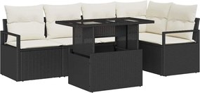 vidaXL Set de canapele pentru grădină 6 pcs Negru Rattan poli