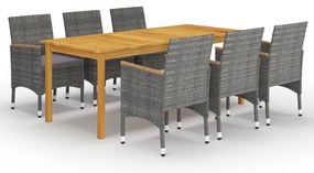 vidaXL Set mobilier de grădină, 7 piese, gri