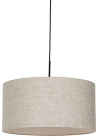 Lampă suspendată rustică neagră cu abajur bej 50 cm - Combi 1