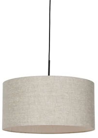 Lampă suspendată rustică neagră cu abajur bej 50 cm - Combi 1
