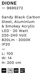 Lustra cu 4 pendule LED, Metal, Negru, Acrilic, DIONE