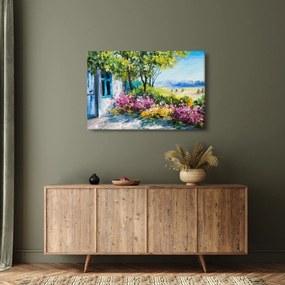 Tablou - Grădina din fața casei, pictură în ulei (90x60 cm)