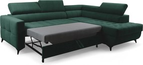 Colțar extensibil Nardo L dreapta - verde catifea Bluvel 78