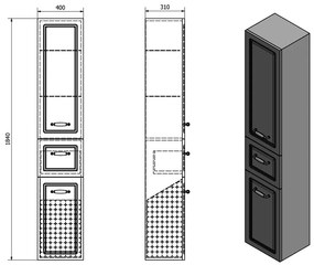 Dulap de baie alb 40x184 cm Favolo – Sapho